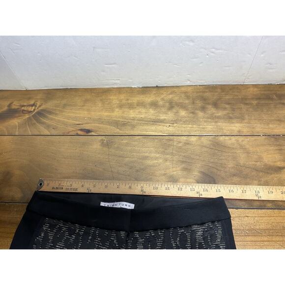 Trina Turk Women Leopard Black Dress Pants Straight Leg Wool Blend Career SZ 4 - Picture 8 of 10